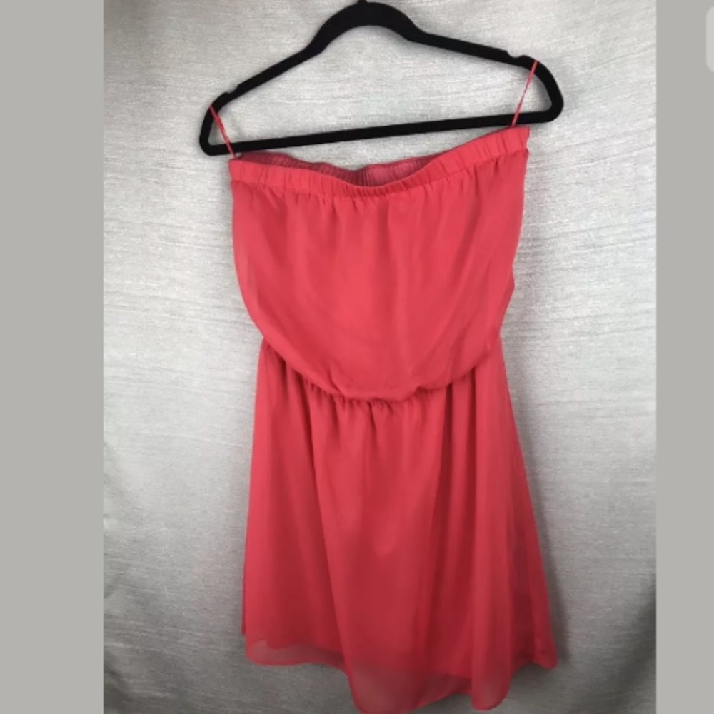 Express solid pink strapless summer dress M